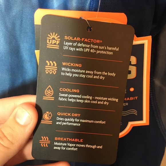 Habit NWT blue/white long sleeve pullover moisture wicking hooded size small - Picture 4 of 6